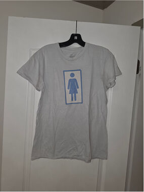 Men's George Graphic Short Sleeve Tee Shirt White Blue Size M